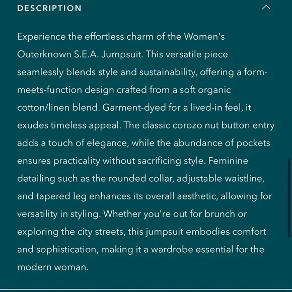 Outerknown SEA suit brown utility jumpsuit linen blend size XS NWT - Picture 9 of 9